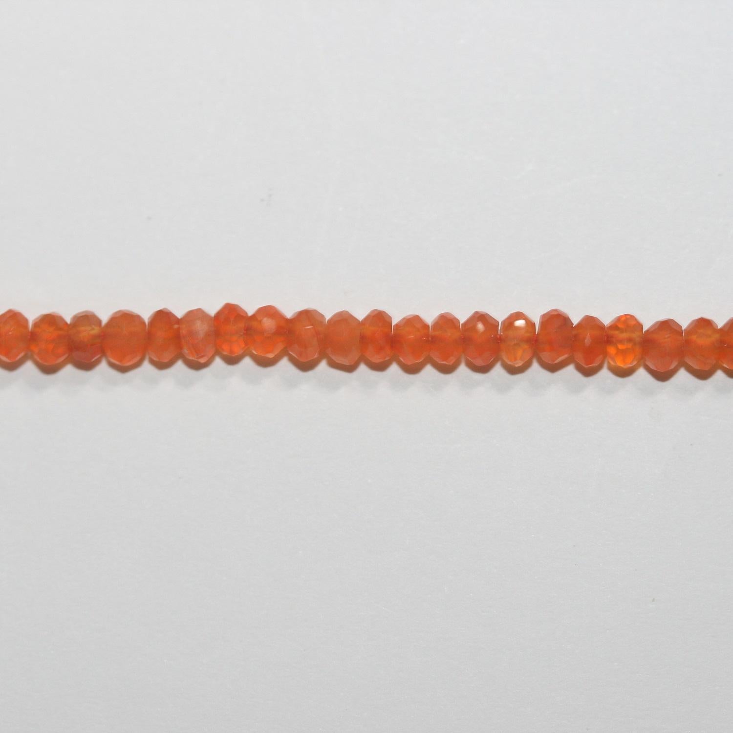 13" St Carnelian Faceted Rondelle Beads 3.5x2.5mm.-Strand 33cm.