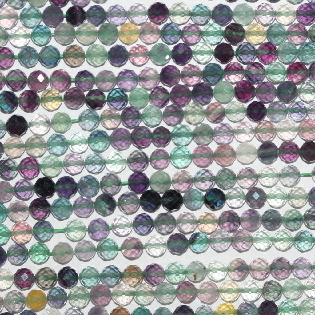 15" St Fluorite Facettée Rondes Perles 5mm.-Rig 39cm.