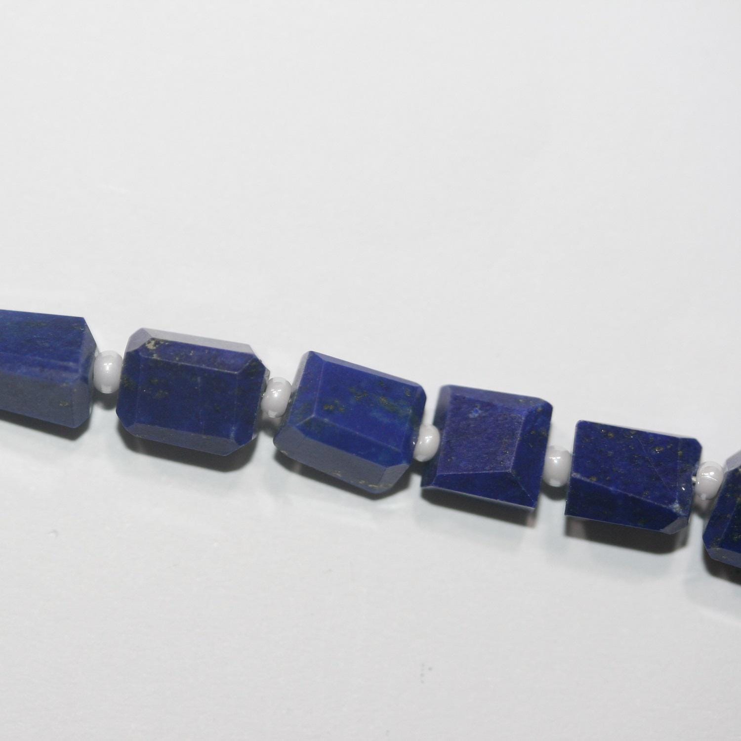 14" St Lapis Lazuli Irregular Faceted Square Beads  6-7mm.Approx-Strand 36cm.-Item.12476
