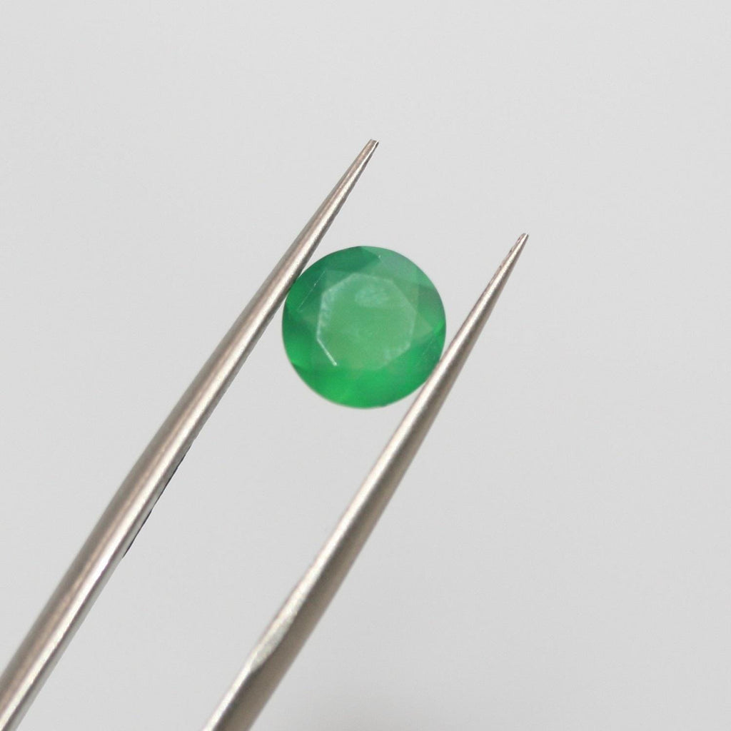 Lote de Ónix Verde Facetado Redondo de 8mm (12 Piezas). - Piedras Preciosas al por Mayor, Piedras Talladas de Máxima Calidad.