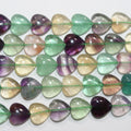Perles de cœur lisses en fluorite St 15" 11-12 mm.-Environ-Rig 39 cm.