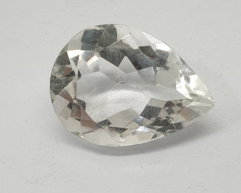 1 Pc AAA  Natural Rock Crystal Quartz Faceted Pear Drop  12x16mm - Natural Quartz- Natural Gemstone