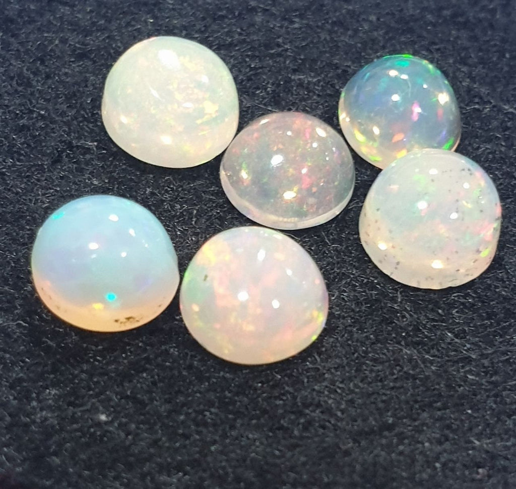 Ethiopian Opal Lot Round Cabochon 5mm. (6pcs)  -Gemstone Parcels-Loose Stones Wholesale Price
