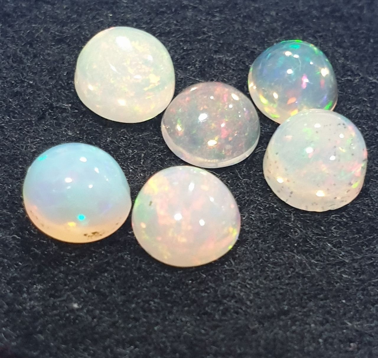 Ethiopian Opal Lot Round Cabochon 5mm. (6pcs)  -Gemstone Parcels-Loose Stones Wholesale Price