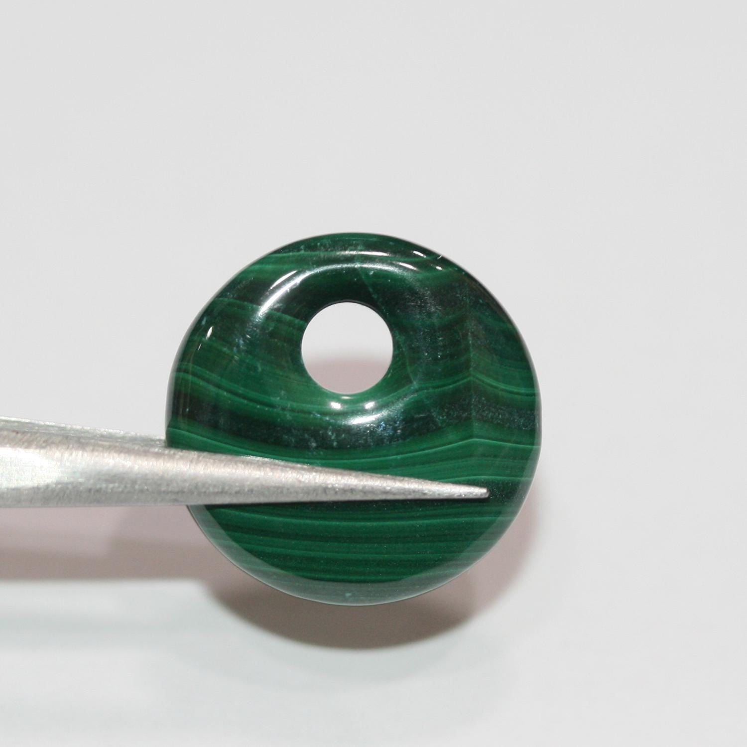 Pendentif rond lisse en malachite 20 mm