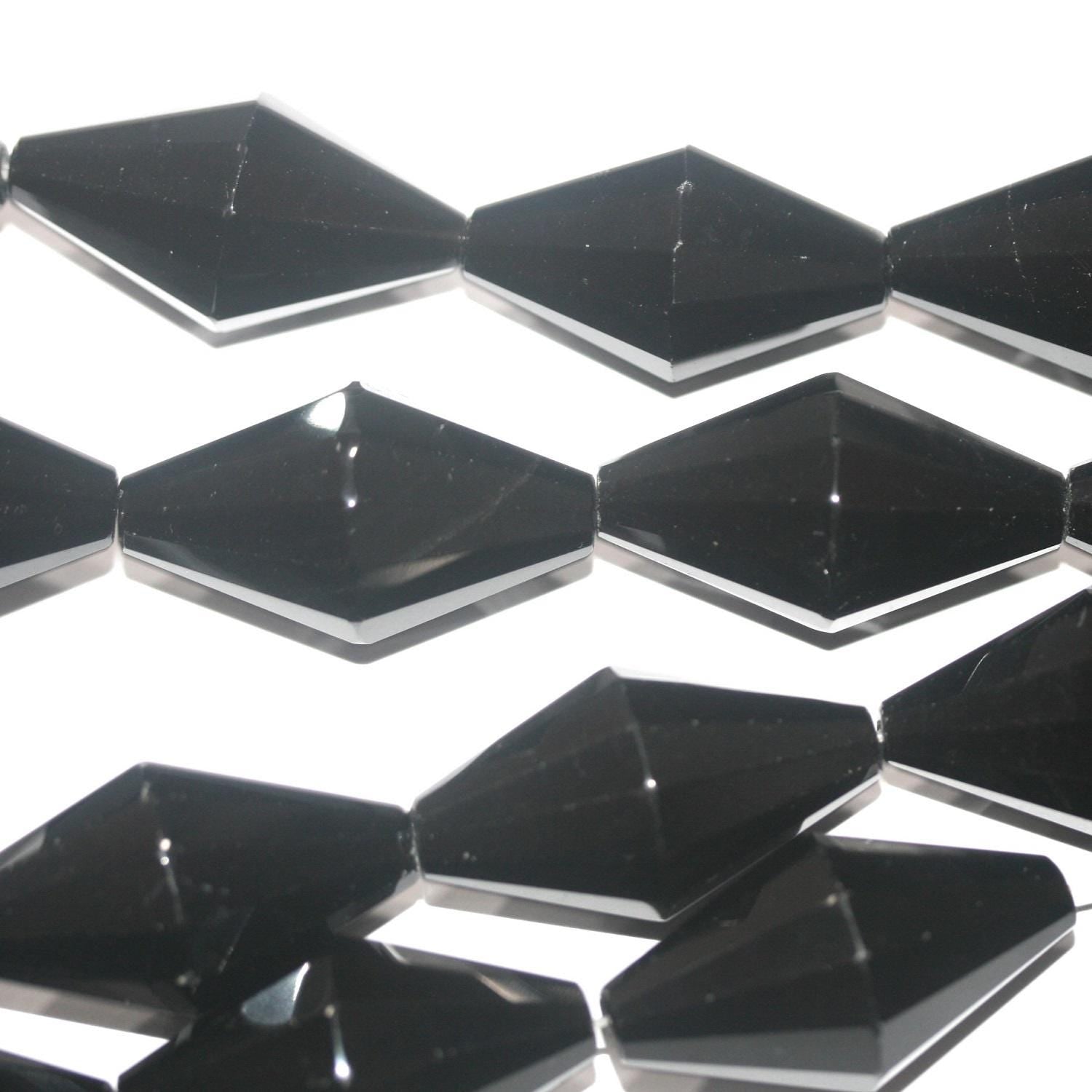 Perles cylindriques à facettes en obsidienne St de 15 pouces, 35 x 19 mm. - Fil de 39 cm.