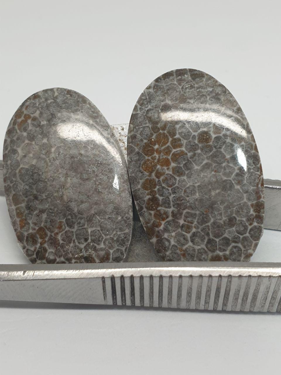 1 Pair Natural Sonora Jasper 25x15mm Oval Cabochons. Natural Stone.