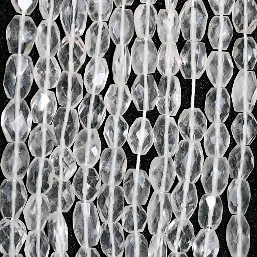 Perles ovales à facettes en cristal de roche St 14" (11 x 8 mm environ) - Longueur du fil : 37 cm