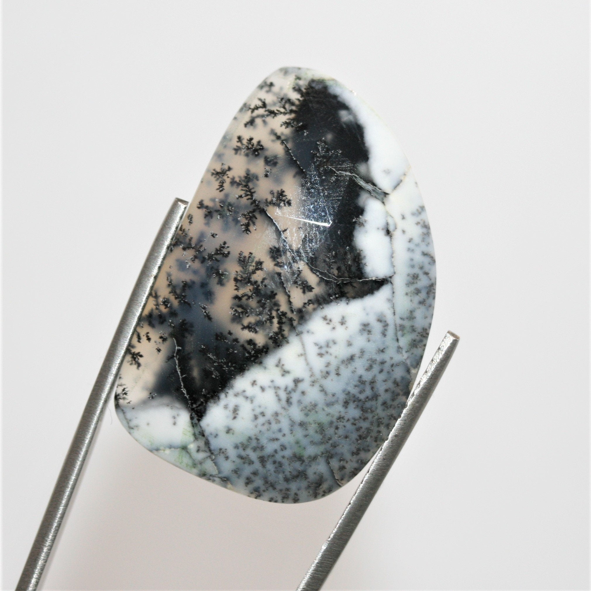 Dendritic Agate Faceted Oval Cabochon 34x22mm. (45ct.) - 1 Pair