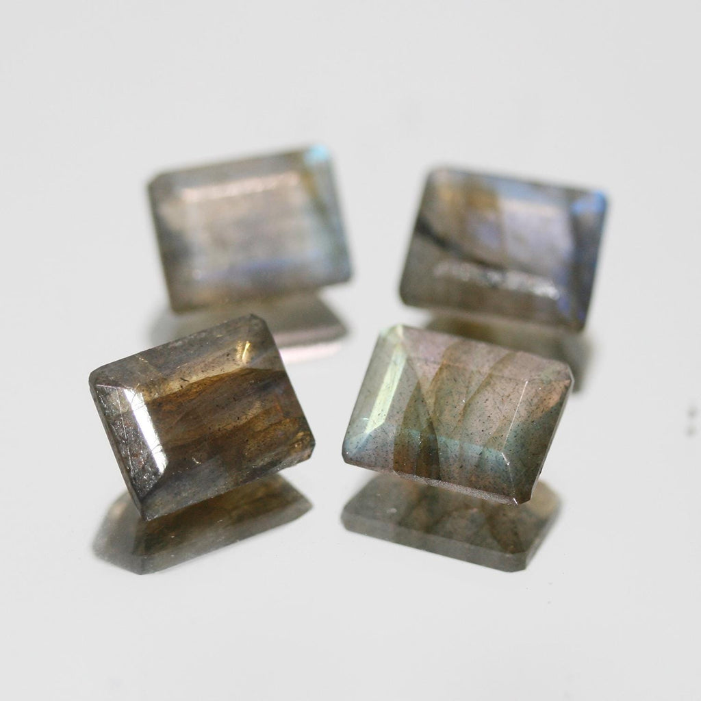 Lote de 4 piezas de labradorita facetada rectangular de 12 x 10 mm. (4 piezas)