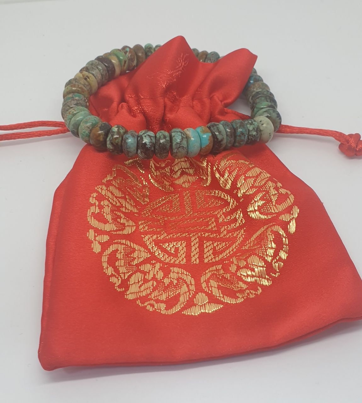 Bracelet extensible en turquoise naturelle, perles rondelles 10x5mm - Fournisseur de bijoux en perles de turquoise