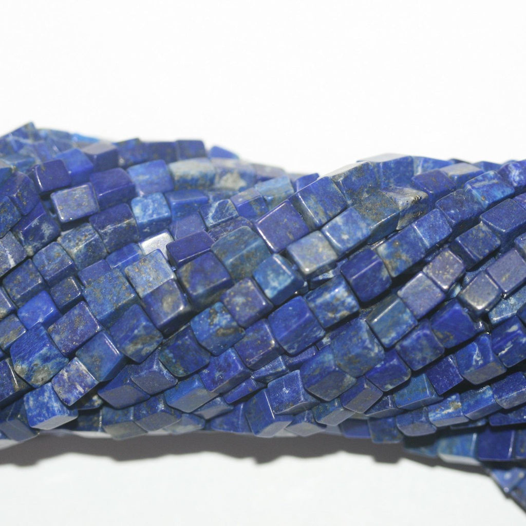 12" St Lapis Lazuli Smooth Irregular Cube Beads 4-5mm. Approx.-Strand 34cm