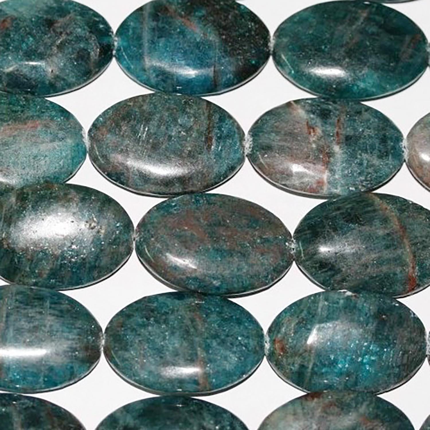 Cuentas ovaladas lisas de apatita azul cielo de 16", 30 x 20 mm, tira de 40 cm