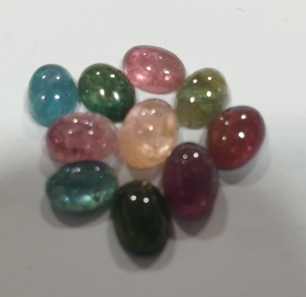 Tourmaline Lot Oval Cabochons 7x5mm.- (10pcs)  -Gemstone Parcels-Loose Stones Wholesale Price-Natural Gems