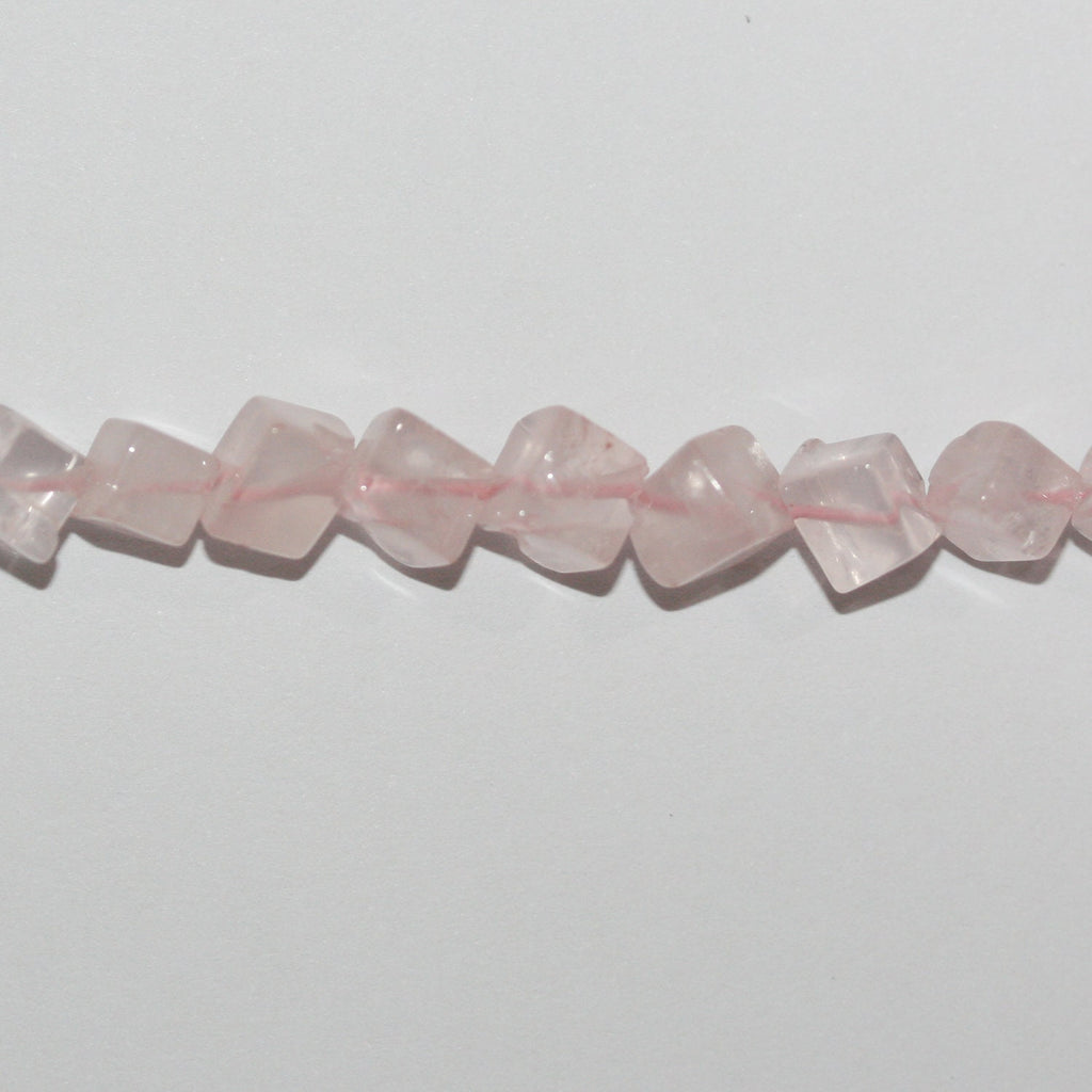 Cuentas cúbicas lisas de cuarzo rosa de 15" de 5 a 6 mm - Hilo de 38 cm.