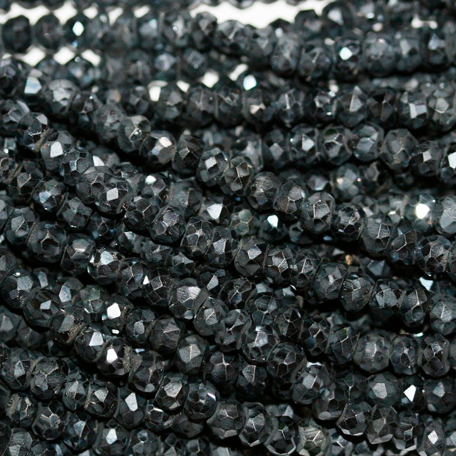 13" St Light Grey Spinel Faceted Rondelle Beads 4x3mm.-Strand 33cm