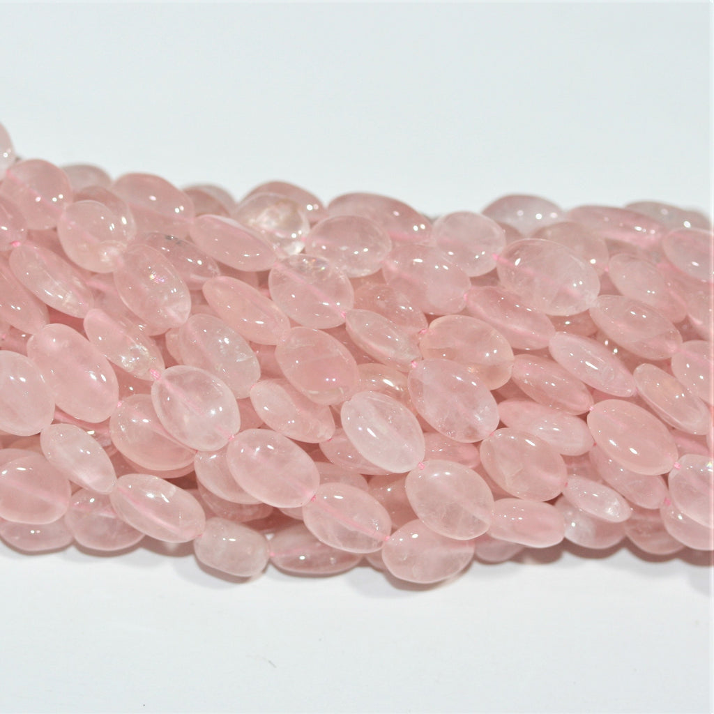 Cuentas de Cuarzo Rosa Lisas Ovaladas 12x8mm.-Hilo 37cm.