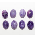 Lote de 8 cabujones ovalados de charoita de 8 x 6 mm (8 uds.)