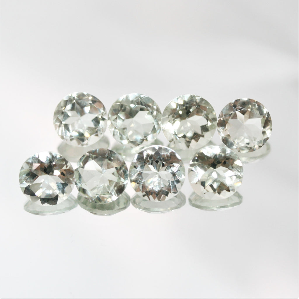 Lote de Prasiolita Redonda Facetada 8mm.- 8 Piezas