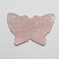 Colgante de mariposa tallada de cuarzo rosa de 26 x 40 mm