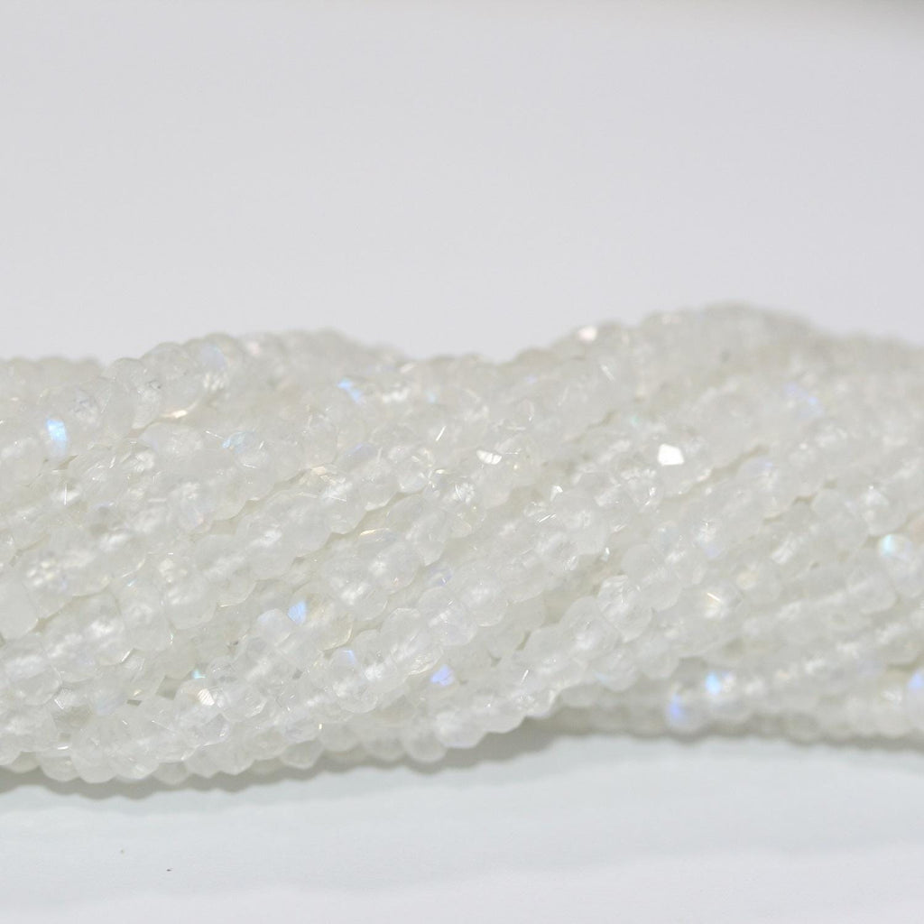 13" St Moonstone Faceted Rondelle Beads 4x2mm.Approx. -Strand 34cm