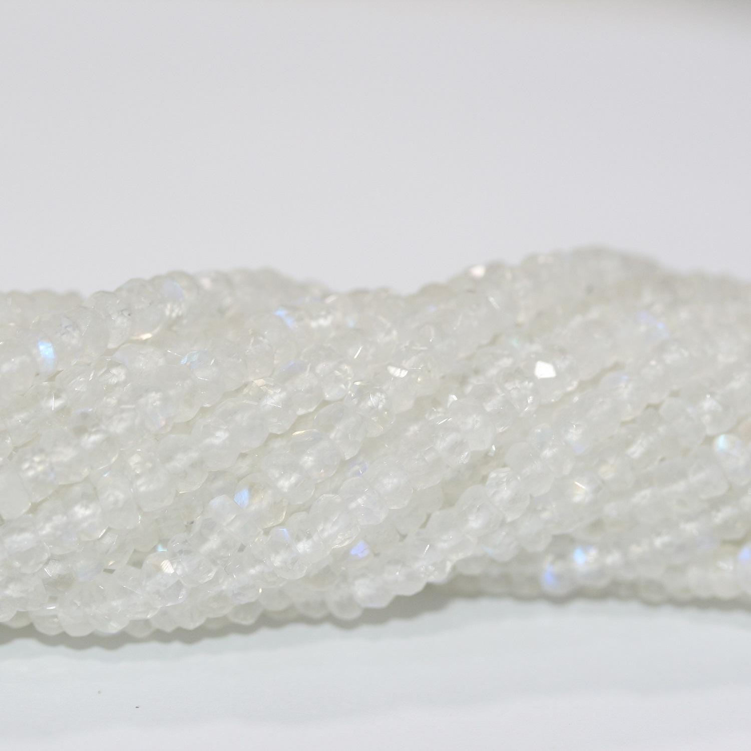 13" St Moonstone Faceted Rondelle Beads 4x2mm.Approx. -Strand 34cm