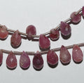 Perles en saphir rose facetté en forme de goutte, 8 pouces, 7 x 5 mm. - Fil de 20 cm.
