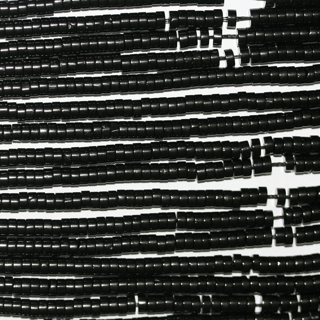 Perles disques lisses St Jet 15" 4x2mm.-Bande 39cm.