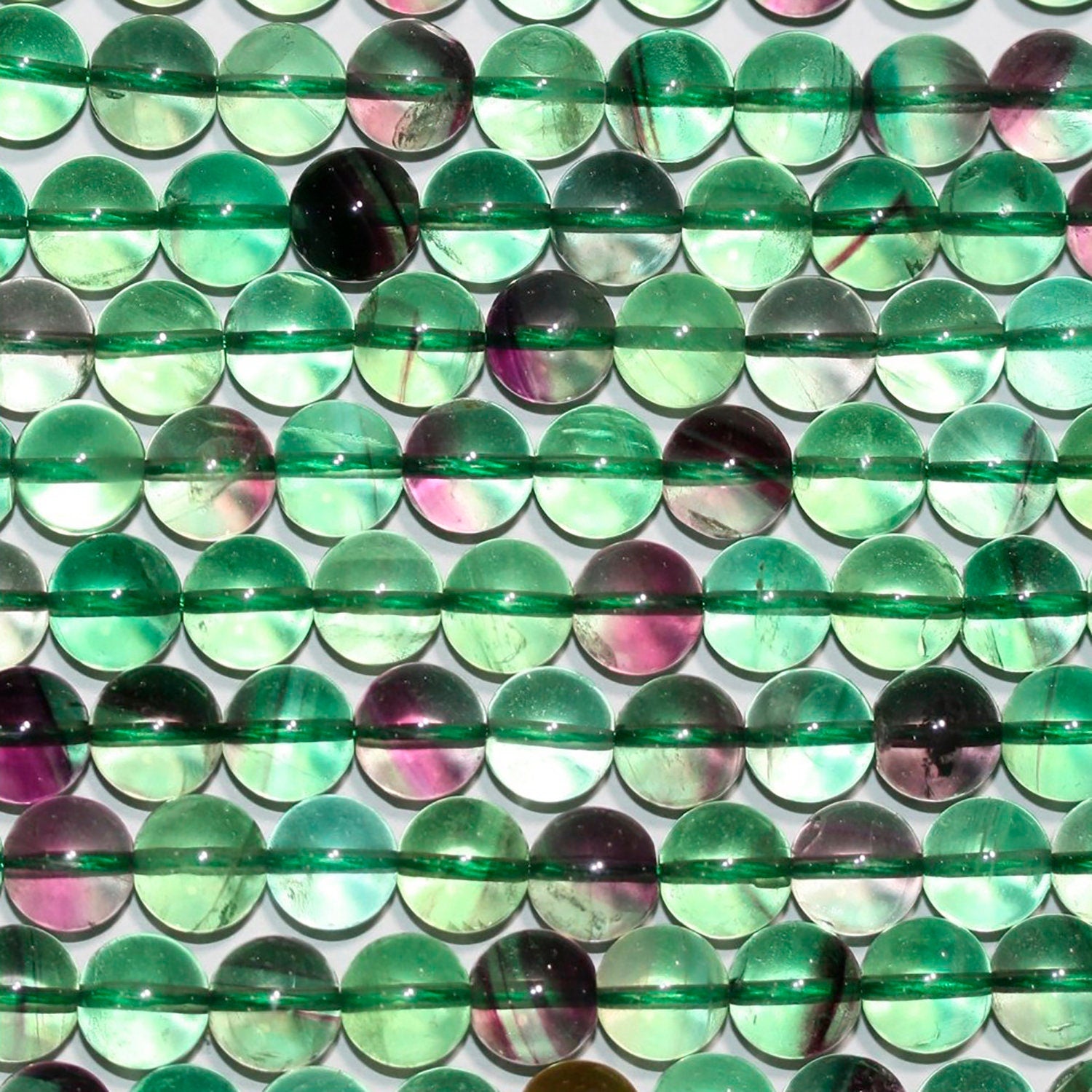 Cuentas redondas lisas de fluorita de 16" (10 mm) - Hilo de 40 cm