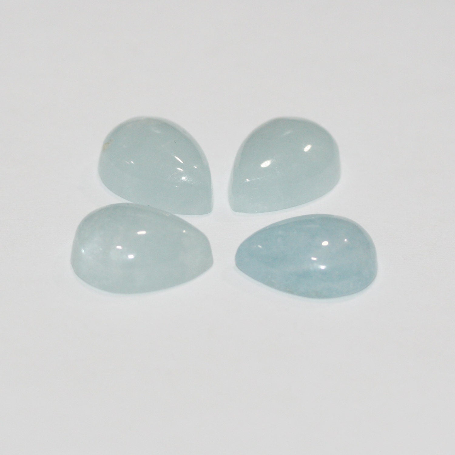 Lote de 4 cabujones de aguamarina (4 unidades) de 17 x 13 mm