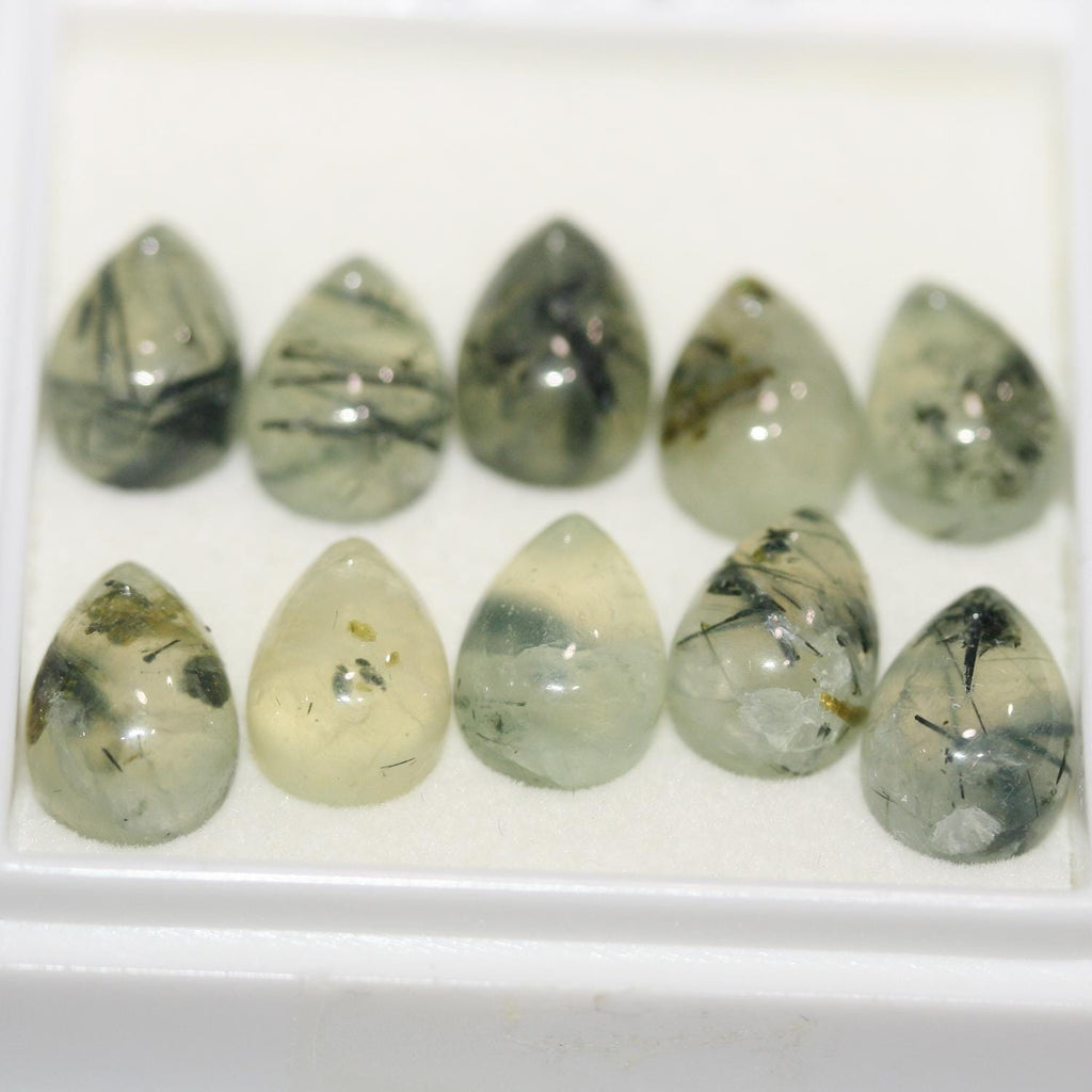 10 Pcs  Lot Prehnite Drop Cabochon 10x7mm (10 pcs)