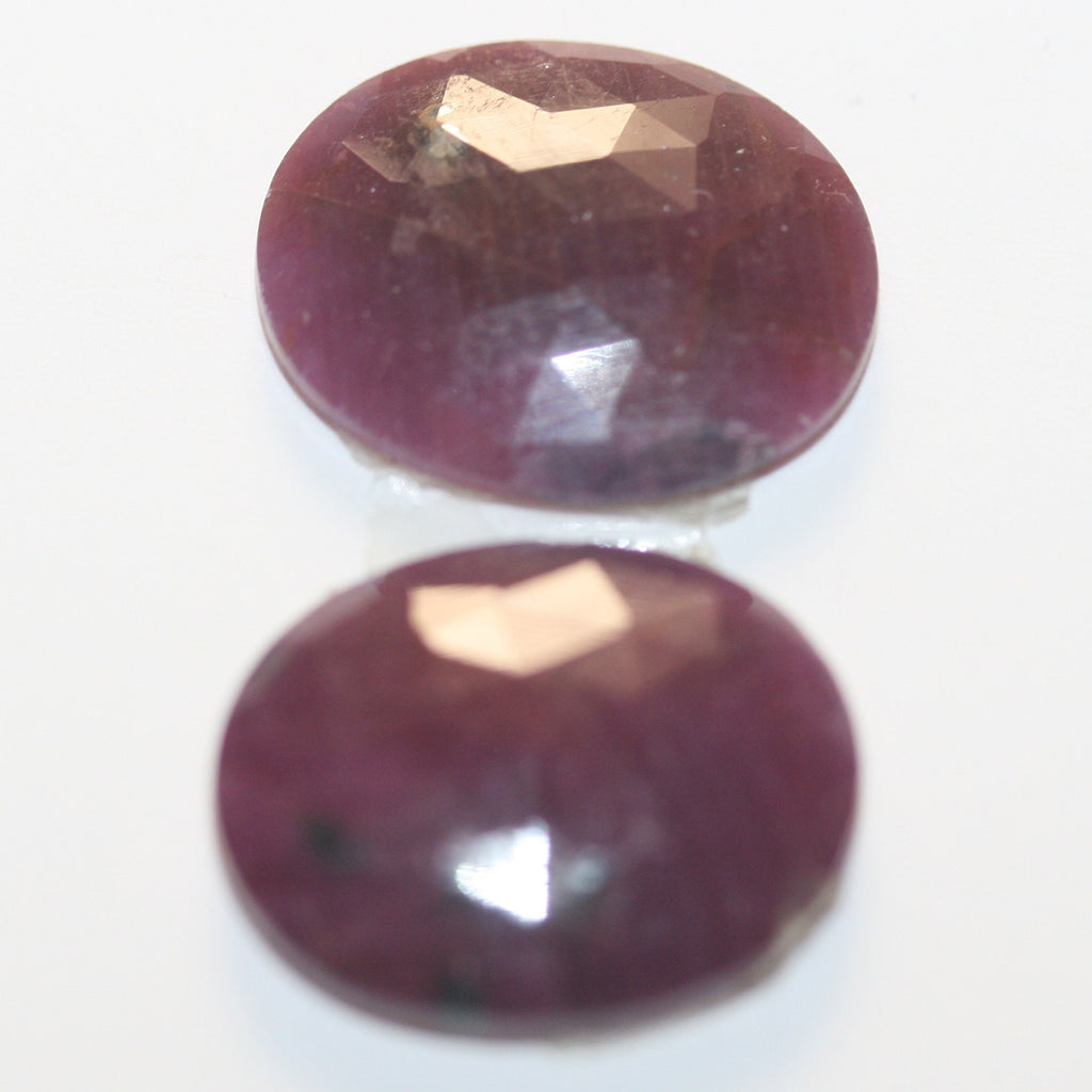 1 Pair Natural Untreated Ruby 17x14mm Cabochons Faceted Oval 20.35 ct- Natural Gemstones Jewelry Supplier