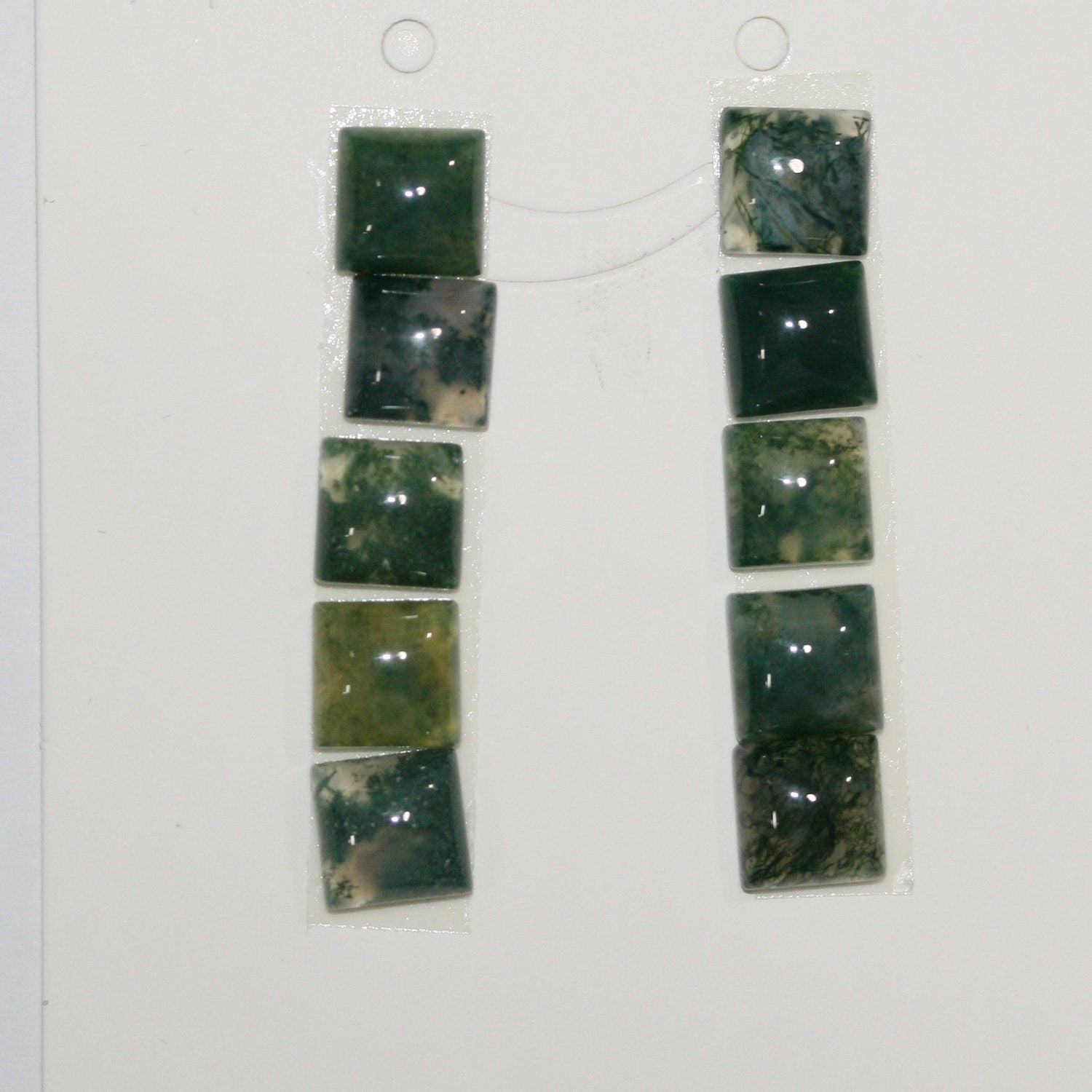 10Pcs Lot Moss Agate Smooth Square Cabochon 8mm (10 pcs)