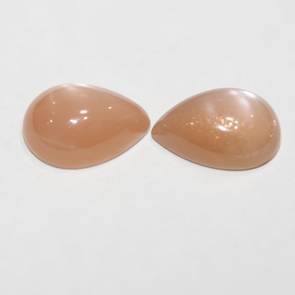 Lote de 2 cabujones de piedra lunar marrón en forma de gota de 14 x 10 mm (2 piezas).