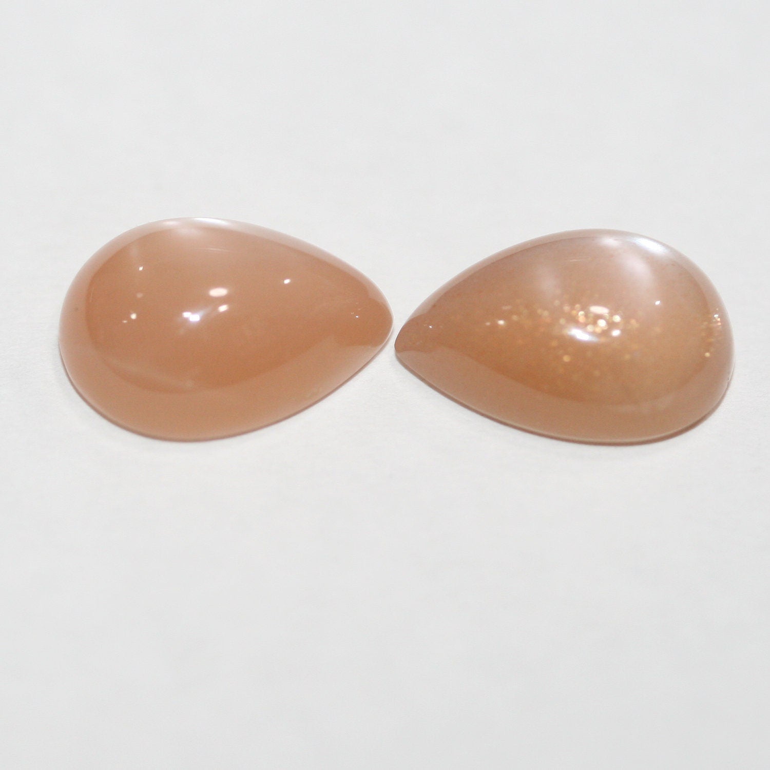 Lote de 2 cabujones de piedra lunar marrón en forma de gota de 14 x 10 mm (2 piezas).