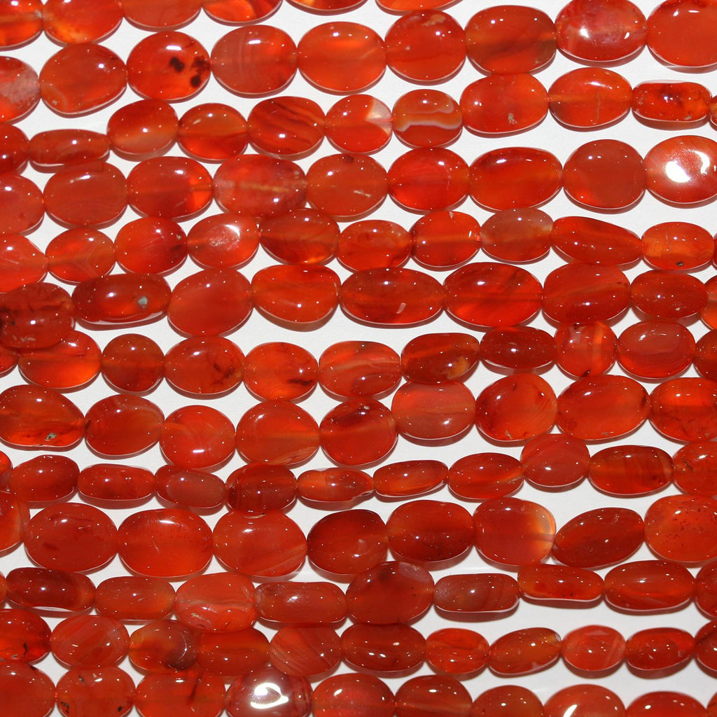 14" St Carnelian Smooth Oval Beads 9x6mm.-Approx .-Strand 36cm