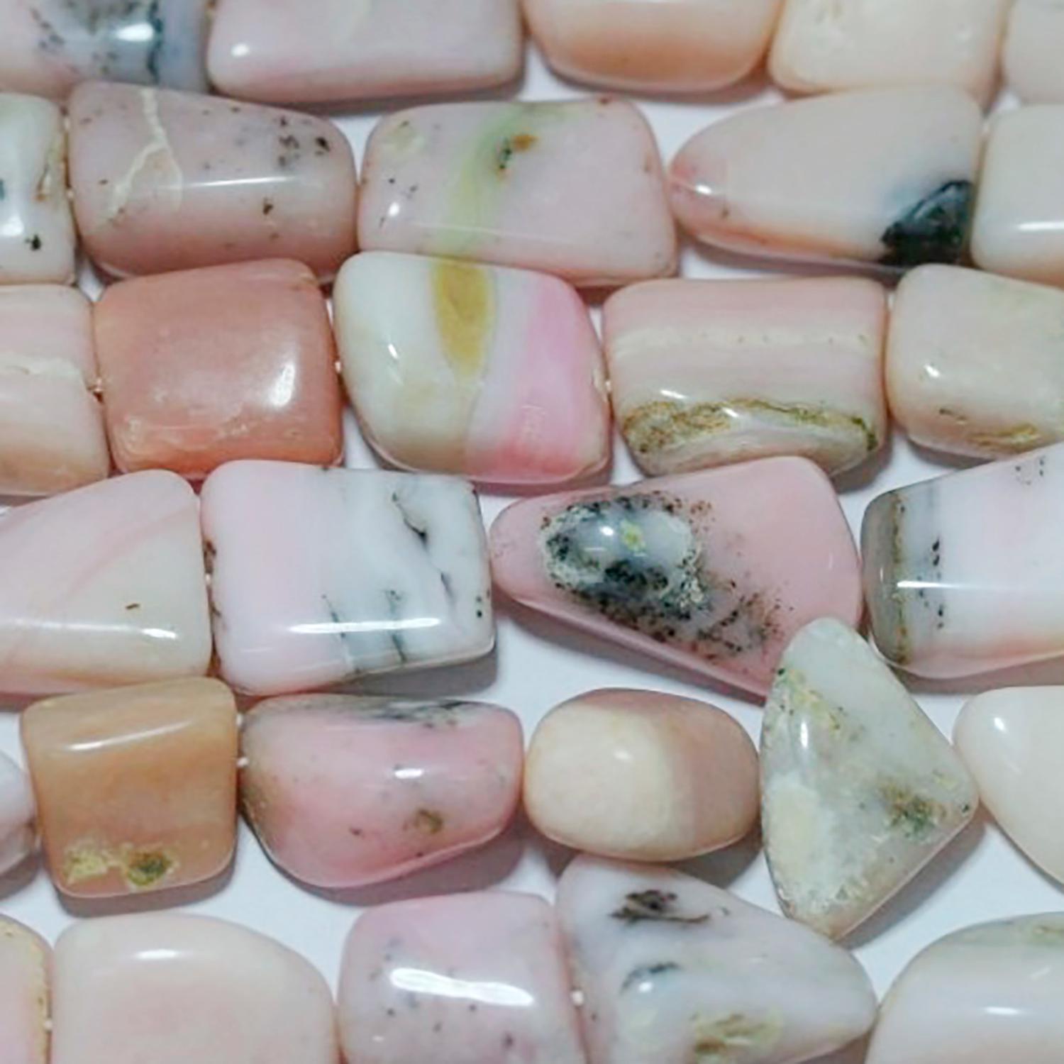 Cuentas irregulares de ópalo rosa de 40 cm, lisas, de 18 x 13 mm. Tira de aprox. 40 cm.