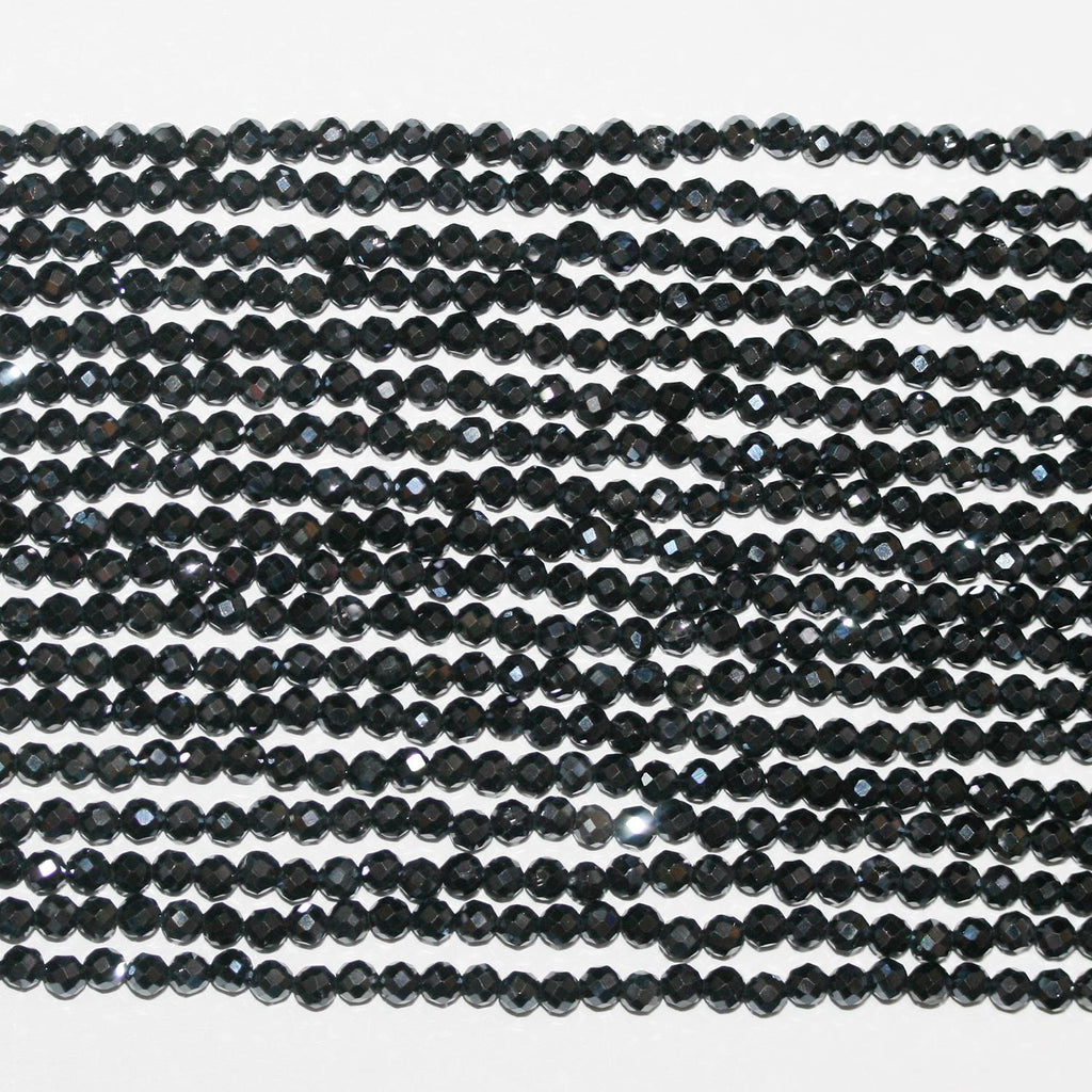 12" St Gray Spinel Faceted Round Beads 3mm.-Strand 32mm