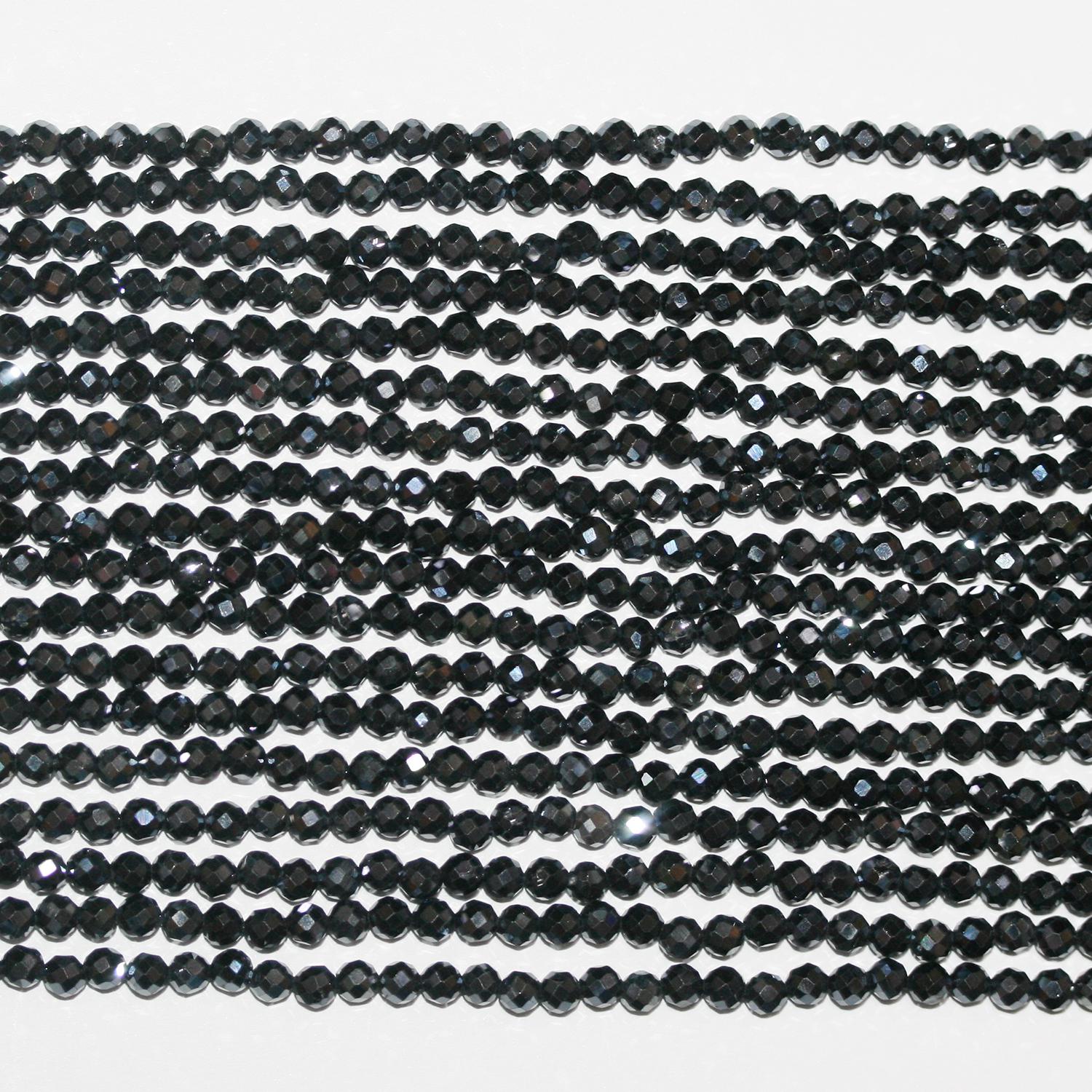 12" St Gray Spinel Faceted Round Beads 3mm.-Strand 32mm