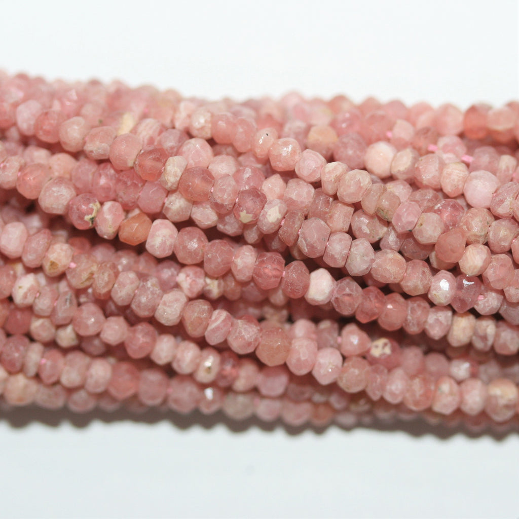 13" St Rhodochosite Faceted Rondelle Beads 3.5x2mm.-Strand 34cm.