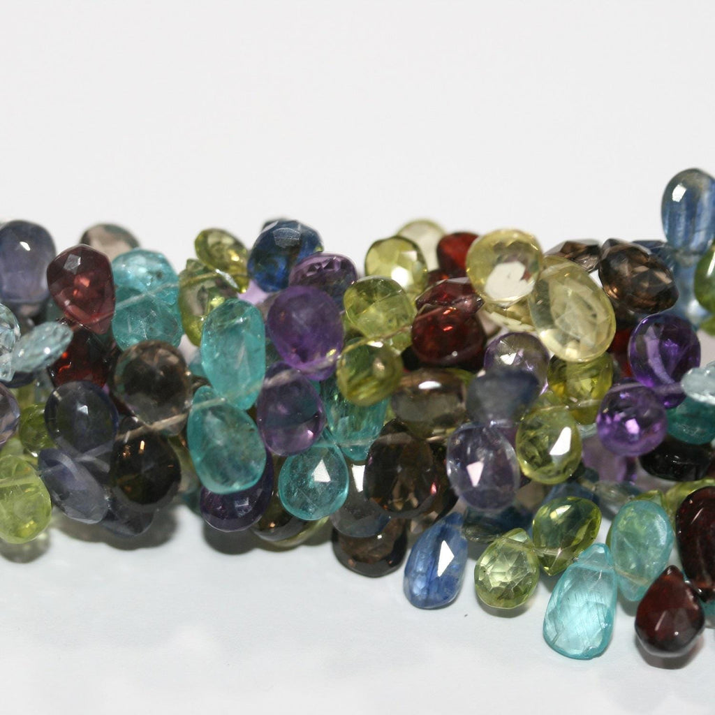 Perles en forme de goutte à facettes multi-pierres de 8 pouces (environ 9 x 6 mm). Longueur du fil : 20 cm. Réf. 11831