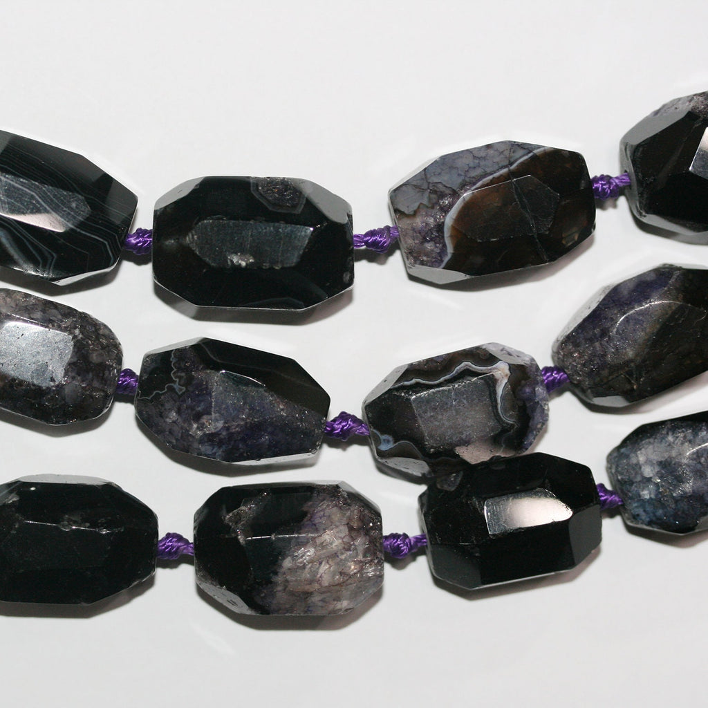 Cuentas facetadas de ágata morada de 40 cm (16"), 25 x 15 mm (aprox.), tira de 40 cm (artículo 4239)
