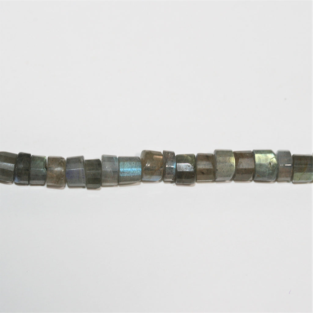 14" St Labradorite Faceted Disc Beads 6x4mm. Approx.- Strand 35cm.