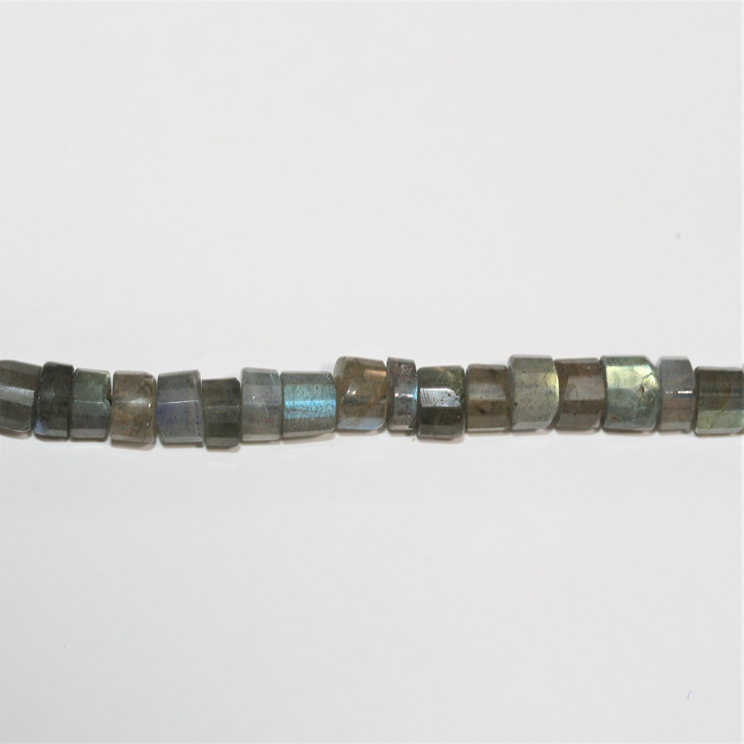 14" St Labradorite Faceted Disc Beads 6x4mm. Approx.- Strand 35cm.