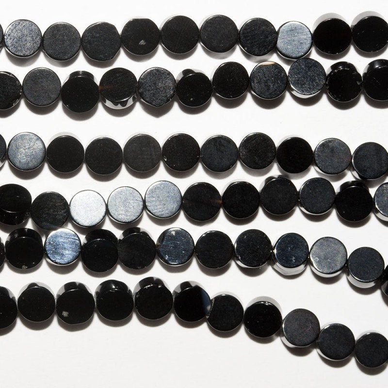 Cuentas lisas de moneda de ónix St. de 4 mm, 16". Tira de 40 cm.