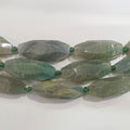 Perles cylindriques à facettes en agate verte St de 40 x 15 mm (16 pouces) - Fil de 40 cm (40 pouces)