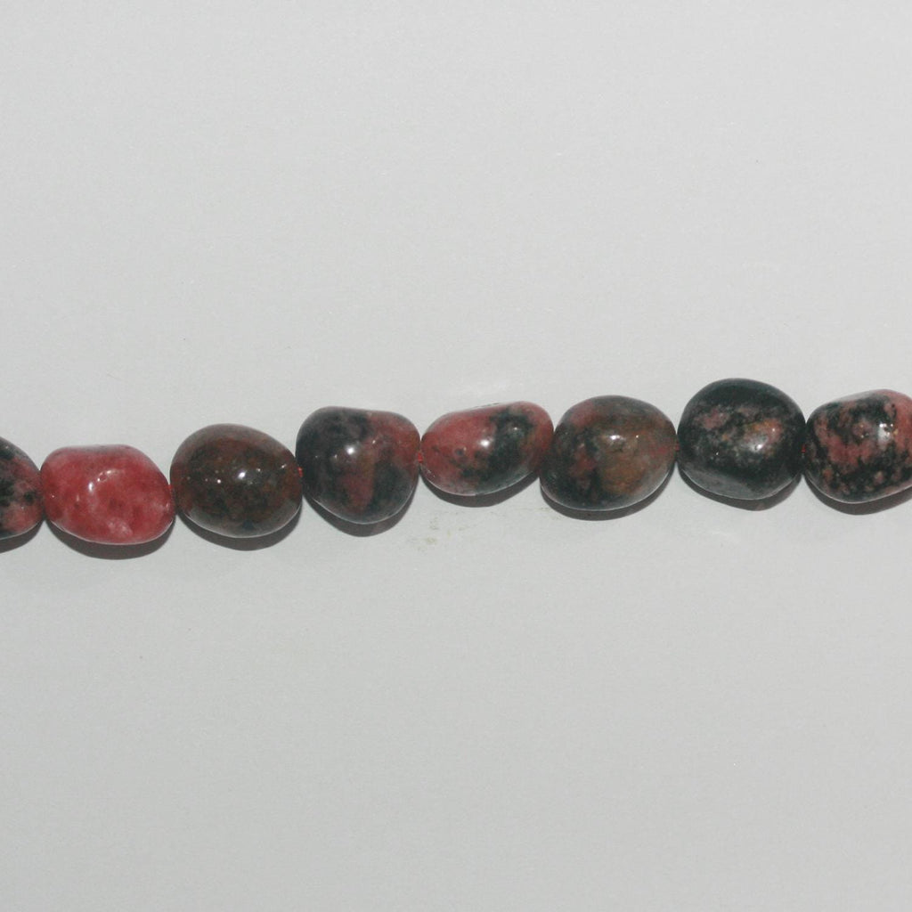 Perles de rhodonite St lisses en pépites de 15 pouces, 9-11 mm environ - Longueur du fil : 39 cm.