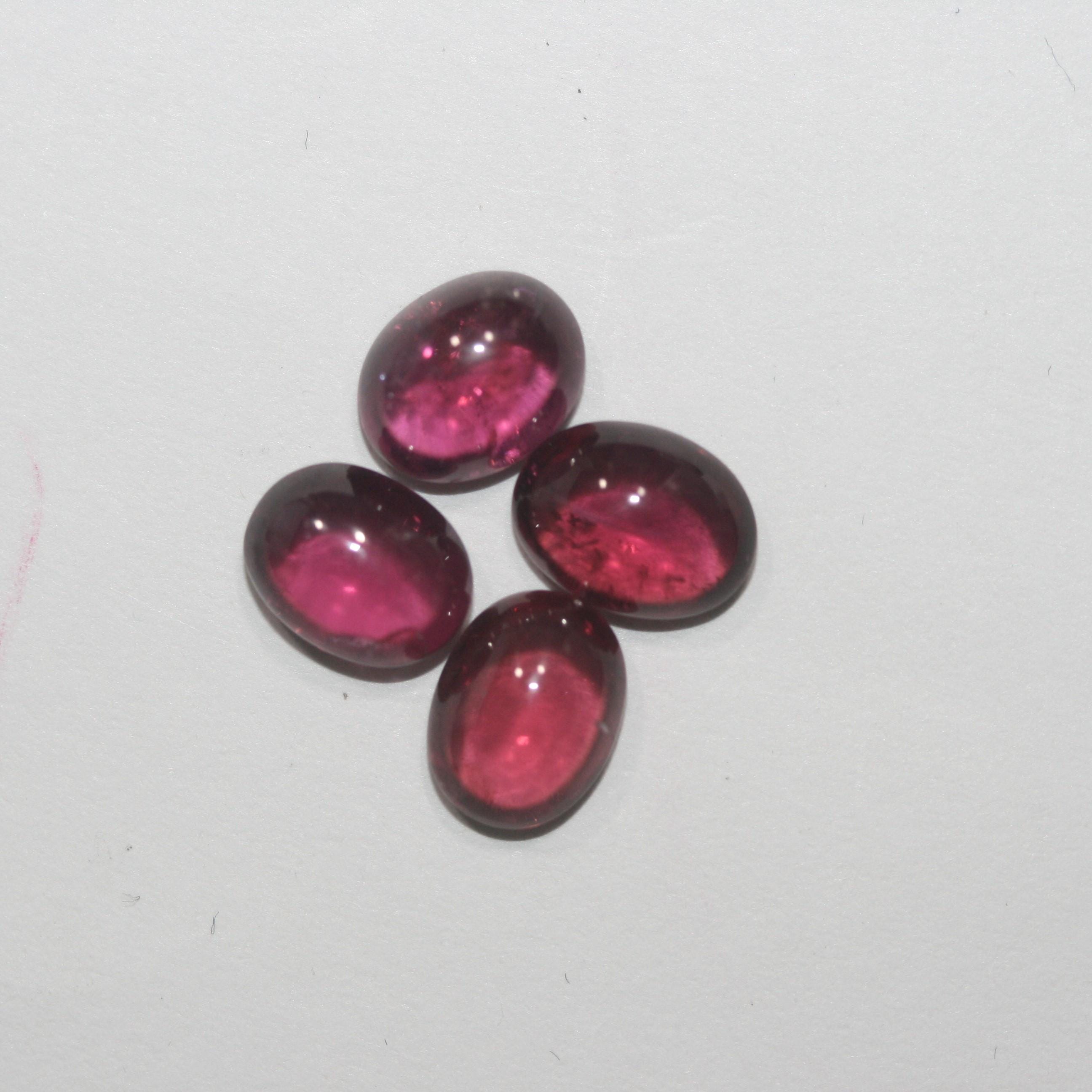 Rhodolite Garnet Lot Oval Cabochon 7-7.5x5.5-6mm. (4pcs.)  -Gemstone Parcels-Loose Stones Wholesale Price