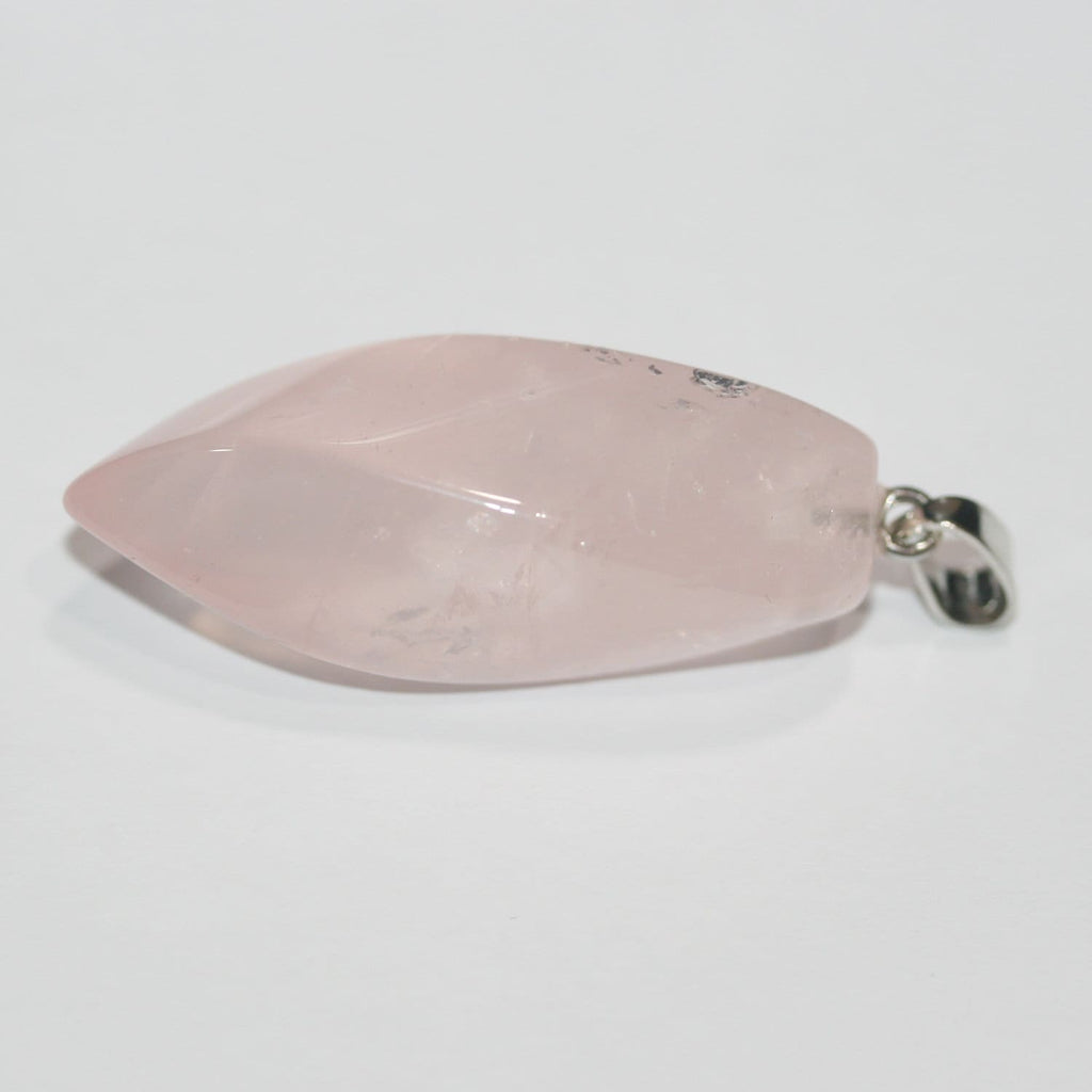 Pendentif en quartz rose à pointe torsadée 41x15mm