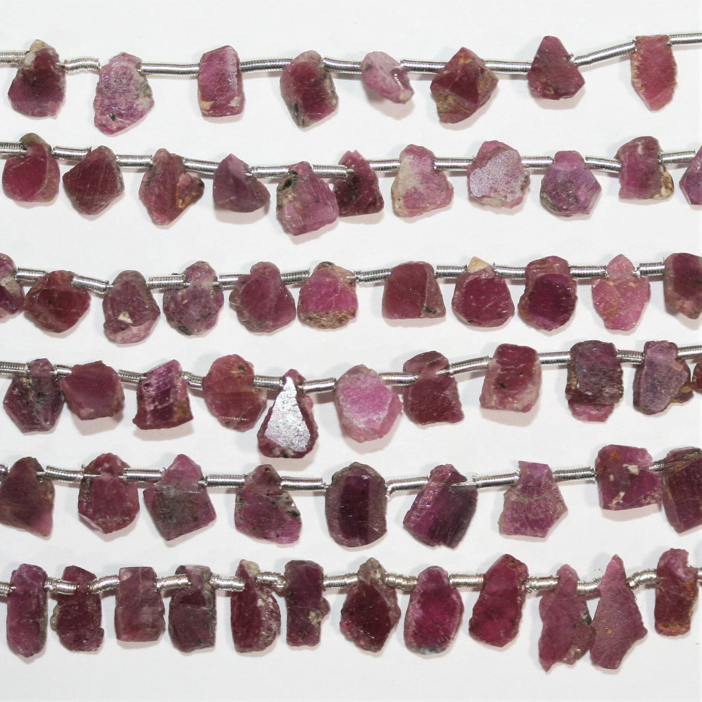 Cuentas de rubí irregulares planas de 8" St 7x4 mm. Aprox. - Hilo de 20 cm.